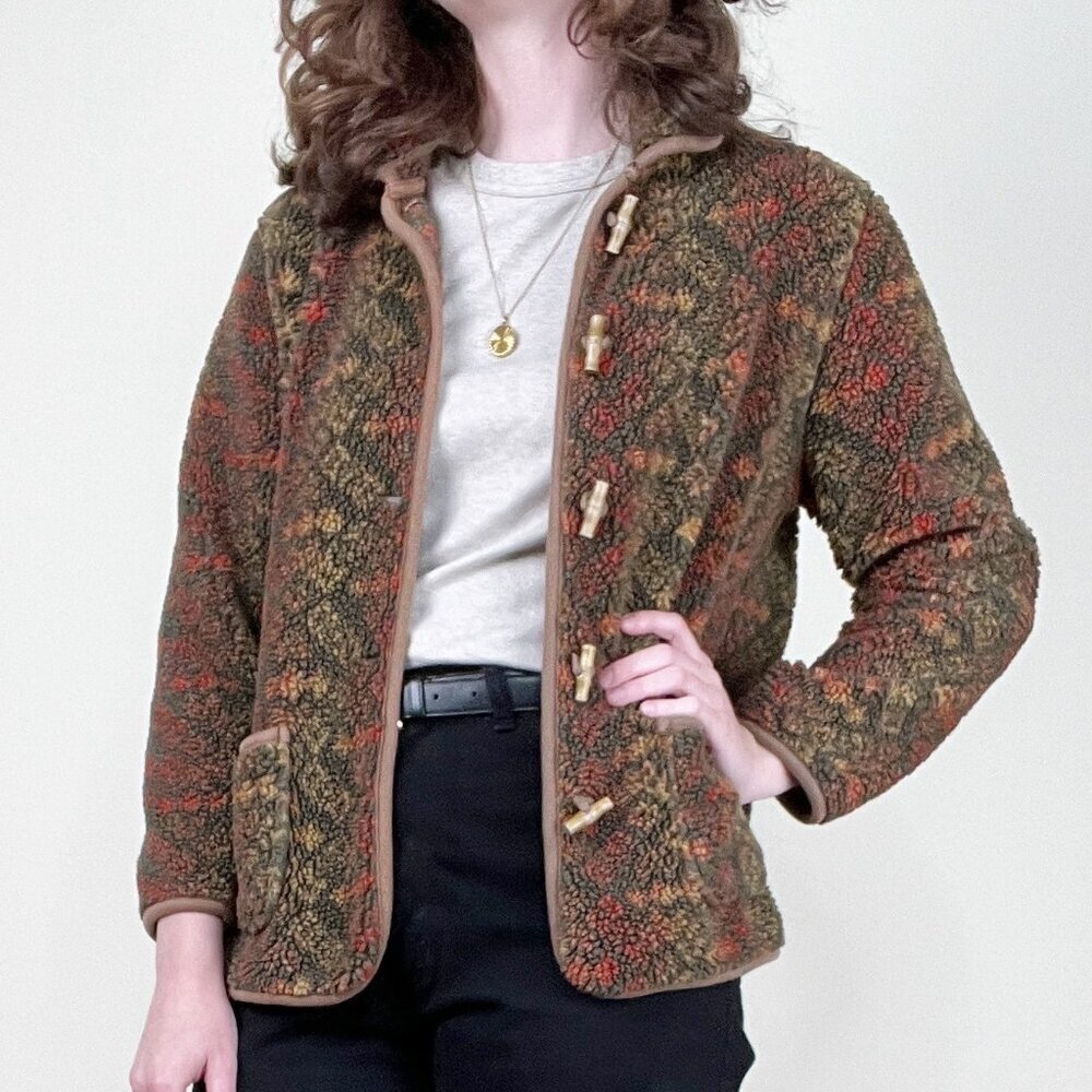 Vintage Fleece Sherpa Oversized Jacket Cabincore Eclectic Field Chore Barn Coat